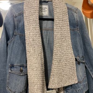 NEVER WORN ABERCROMBIE AND FITCH JEAN JACKET WITH CROCHET DETAIL